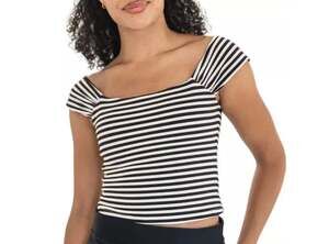 Janela Bay Striped Square Neck Swim Crop Top Size S